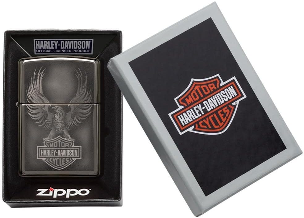 Personalized Zippo Harleey-Daviddson Windproof Oil Lighter Engraving - Christmas, Halloween & Valentines Day Gift (Black Ice)