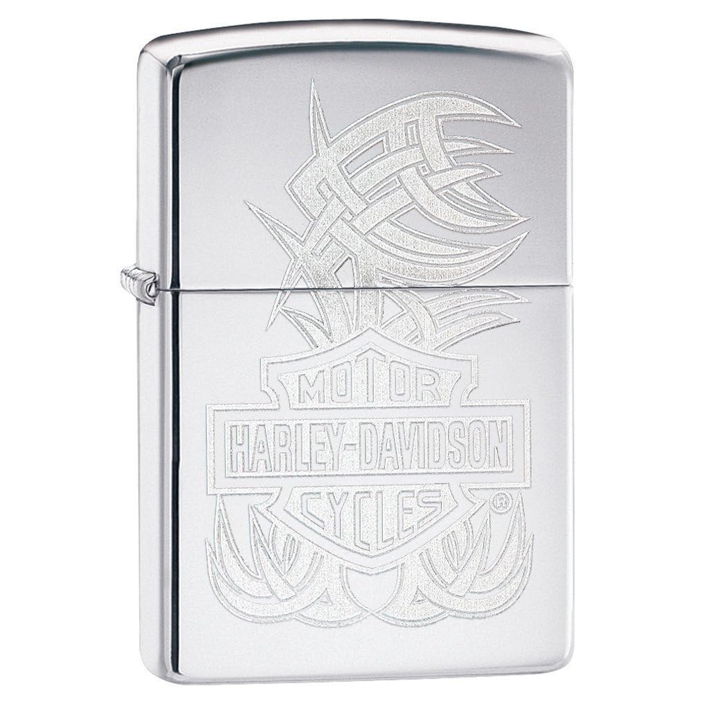 Personalized Zippo Harleey-Daviddson Windproof Oil Lighter Engraving - Christmas, Halloween & Valentines Day Gift (Silver Eng)