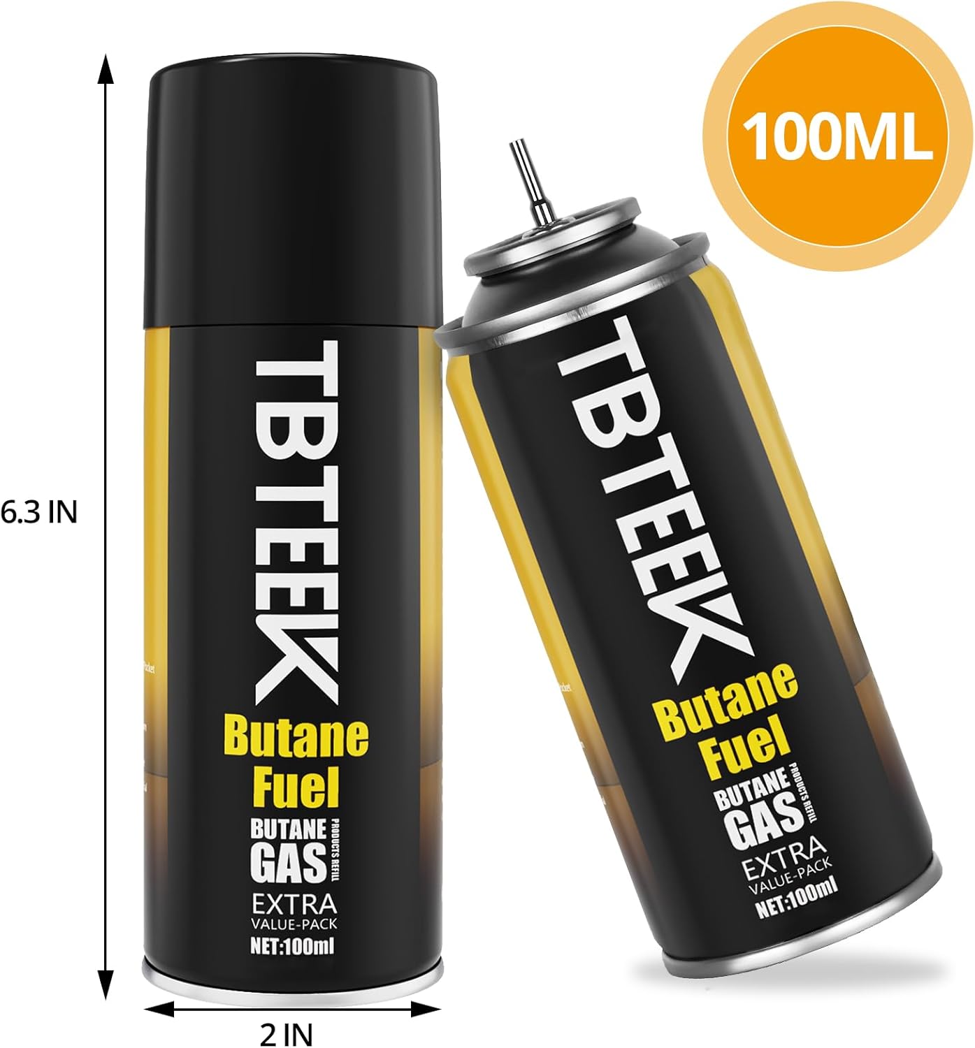 TBTeek Butane Refill, Ultra-Refined Lighter Fluid Refill, 100ml Butane Fuel Refill, Butane Canister for Torch Lighter, Butane Torch, Kitchen Blow Torch (1 Can)