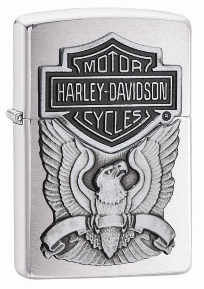 Personalized Zippo Harleey-Daviddson Windproof Oil Lighter Engraving - Christmas, Halloween & Valentines Day Gift (Silver Eng)