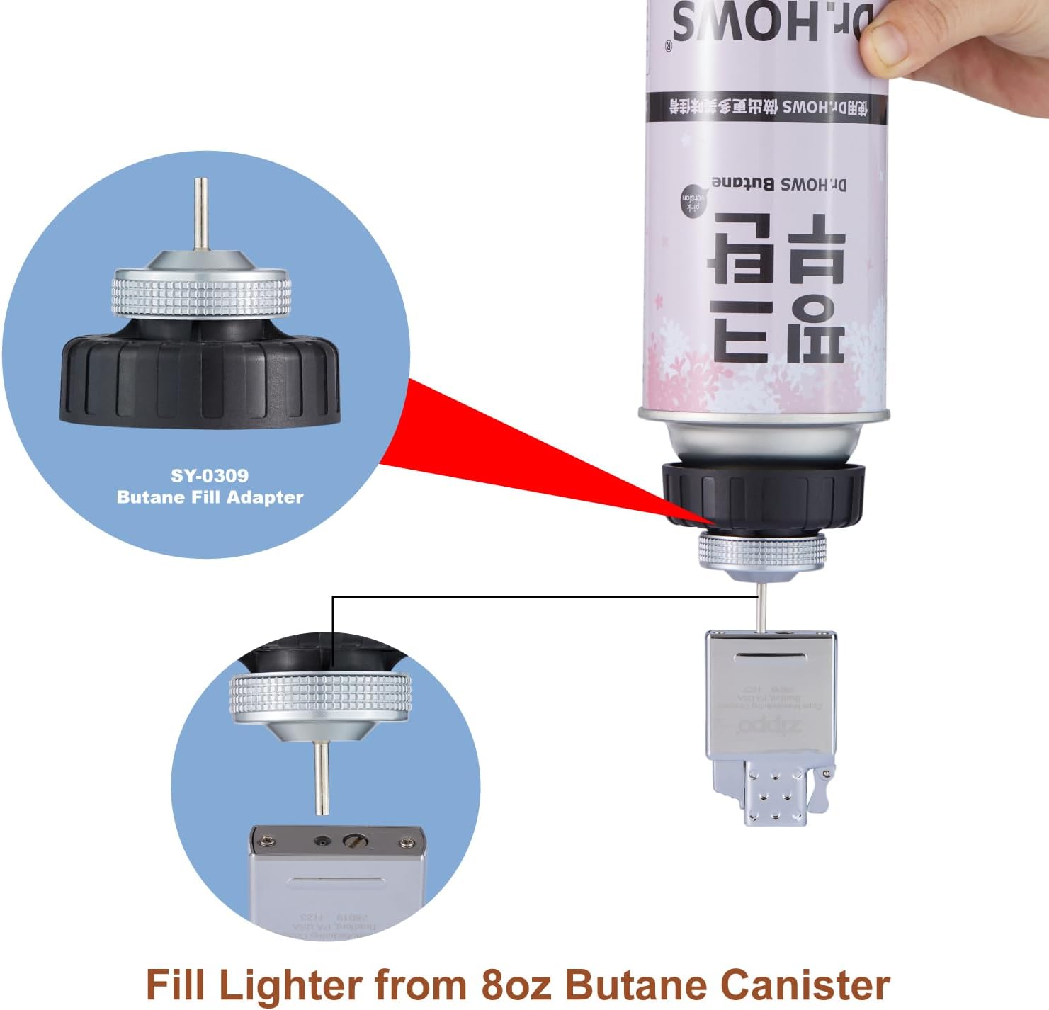 Butane Fill Adapter,Gas Refill Adapter,Butane Nozzle Fill Adapter Tip for use with Butane Lighters/Butane Torches,Convert Cassette Canister Into Inflatable Tank(Gas Canister Not Included)