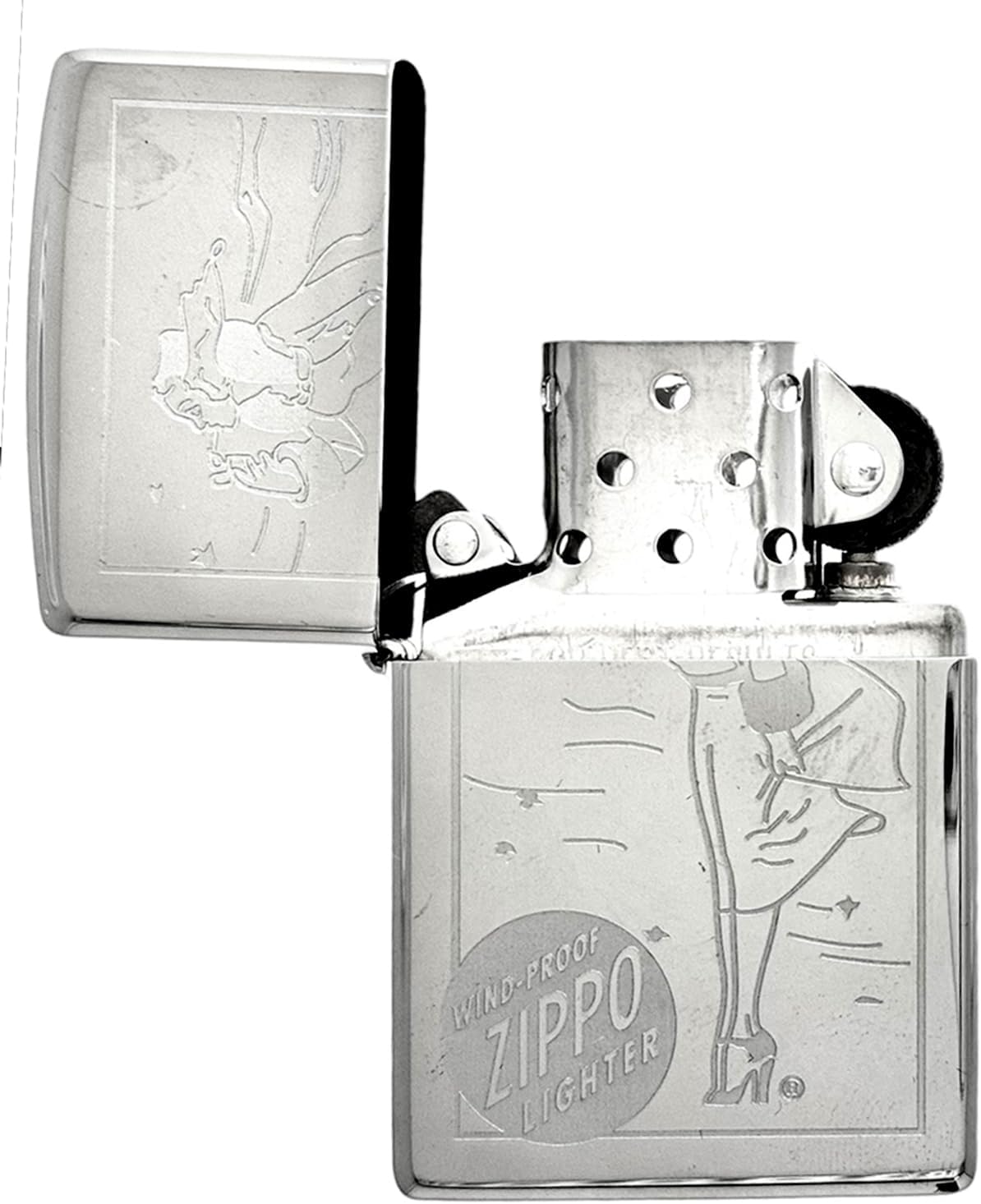 Custom Personalized Zippo Classic Windy Girl Windproof Oil Lighters - Engraving - Christmas, Halloween & Valentines Day Gift (High Polish Chrome)