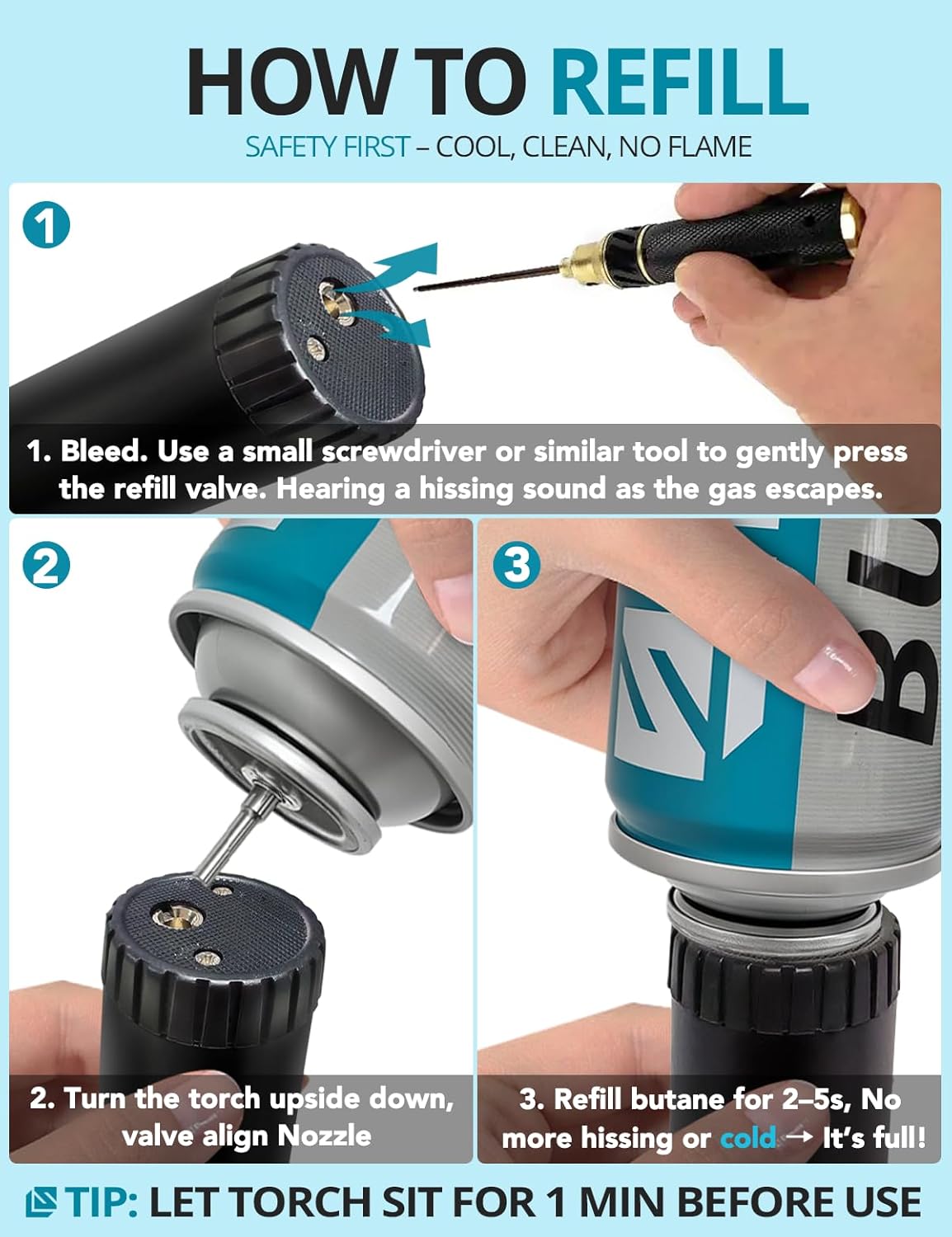 Butane Refill - 100ml, Butane Fuel for Torch Lighter, Butane Canister for Torch Lighter, Butane Fuel Gas for Cooking, Camping and Welding
