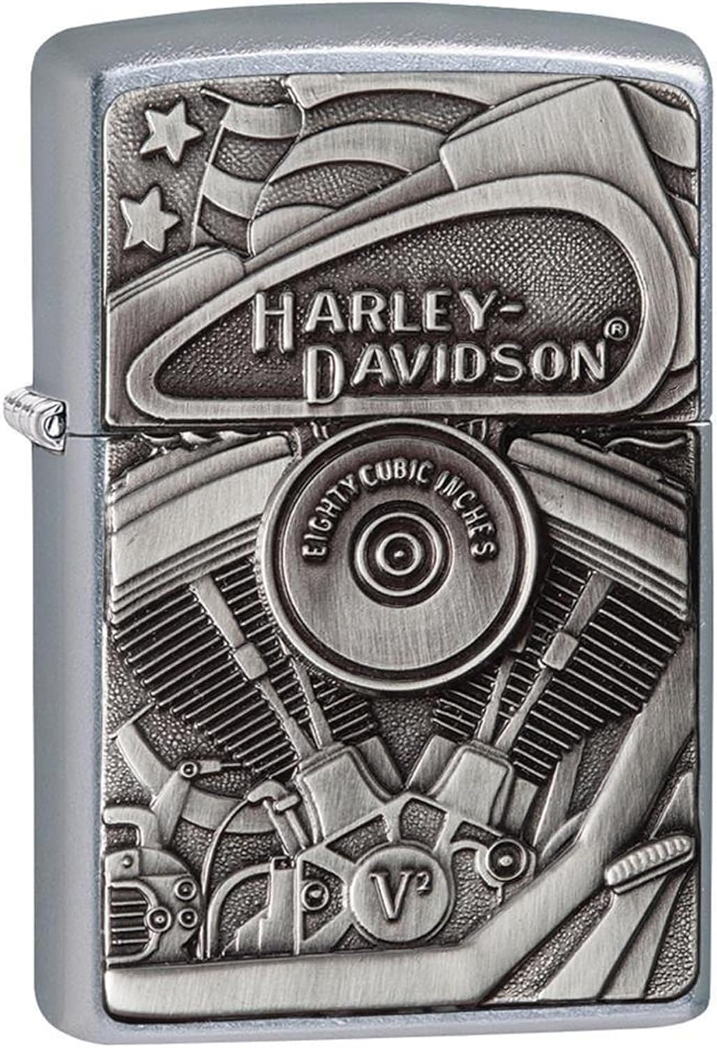 Personalized Zippo Harleey-Daviddson Windproof Oil Lighter Engraving - Christmas, Halloween & Valentines Day Gift (Silver Eng)