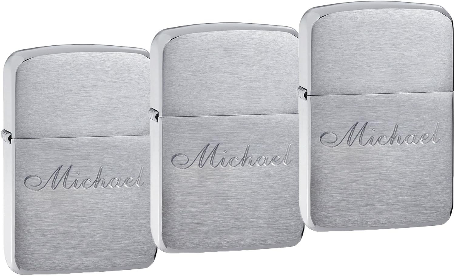 Personalized 1941 Zippo Lighters Set of 3 with Free Engraving in Shelly Allegro Font