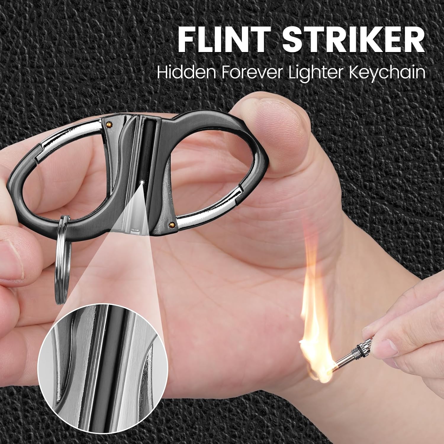 Keychain Lighter,Permanent Match,Permanent Match Keychains,Reusable Fire Starter Key Ring, Hidden Forever Lighter Keychain,For Outdoor Survival Gift for Men,Mini Waterproof Lighters