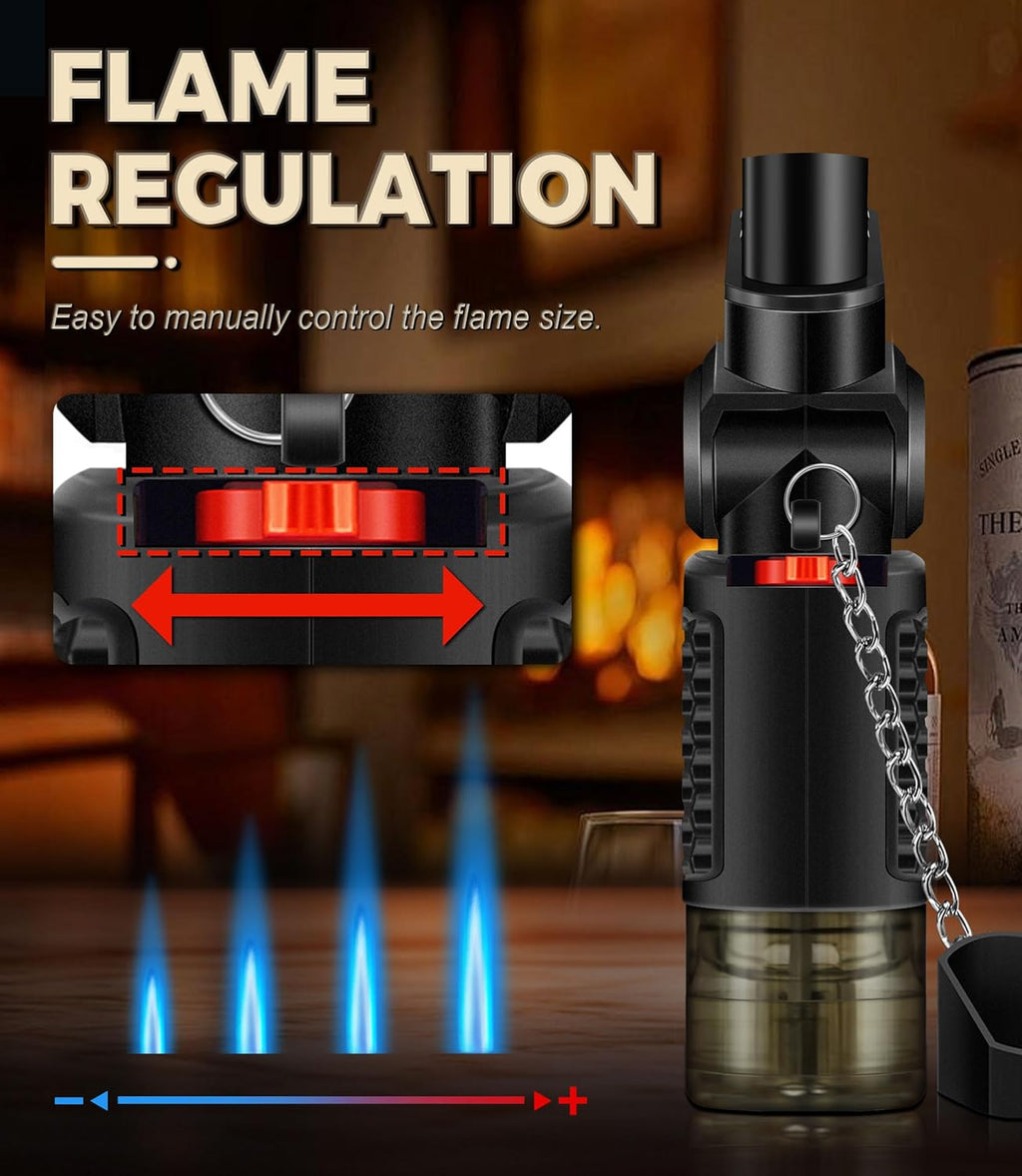 4 Pack of Torch Lighter, 30° & 45° Rotatable Windproof Jet Flame, with Safety Lock, Butane Gas Refillable Mini Jet Torch Lighters for Candle, Grill, Firework (NO Gas)